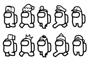 Printable Coloring Page for Kids : Among Us various Characters