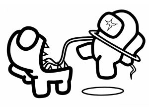 Printable Coloring Page for Kids : One Among Us character eats another
