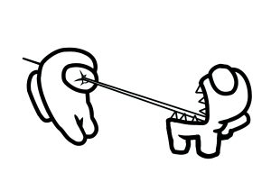 Printable Coloring Page for Kids : Fighting between Among Us characters