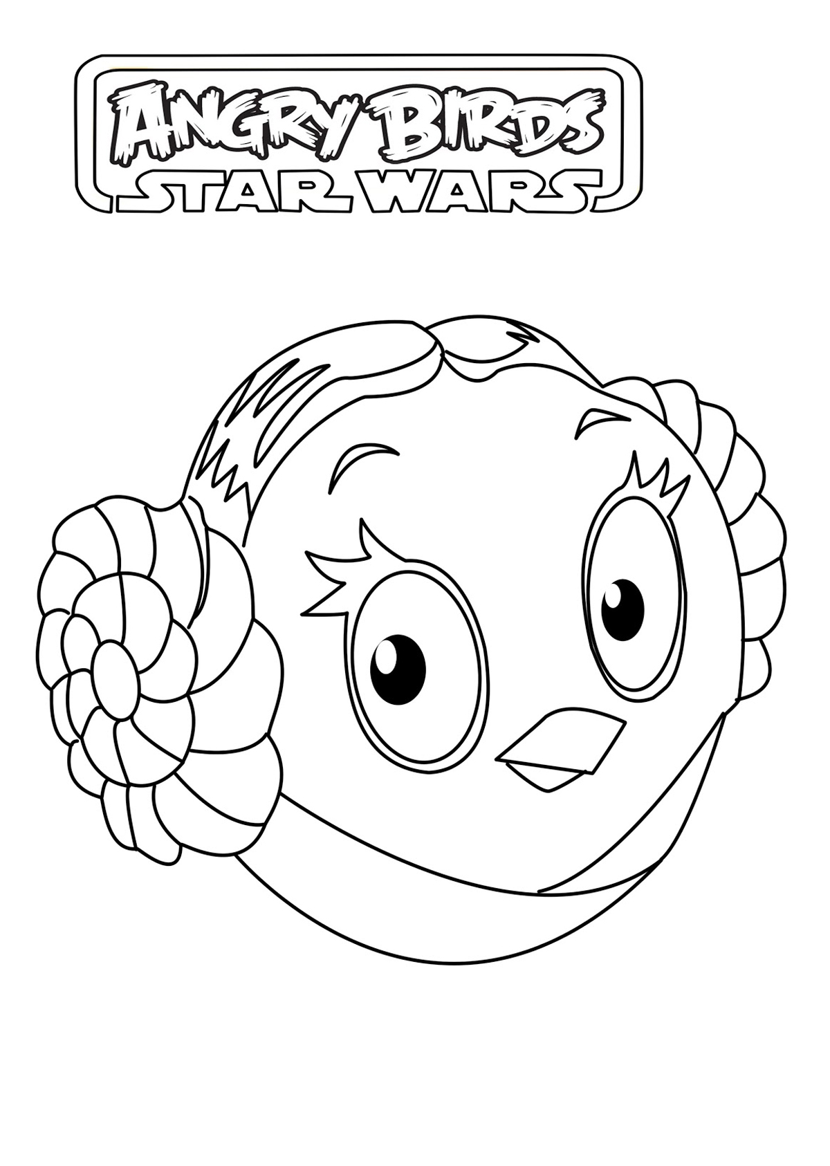 Coloring of Princess Leila reviewed by Angry Birds Star Wars