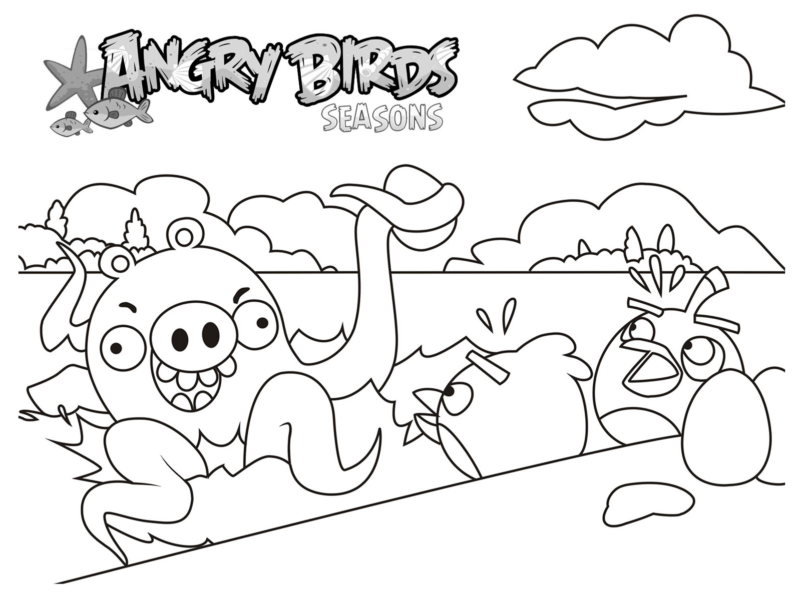 Super coloriage de Angry birds assez simple