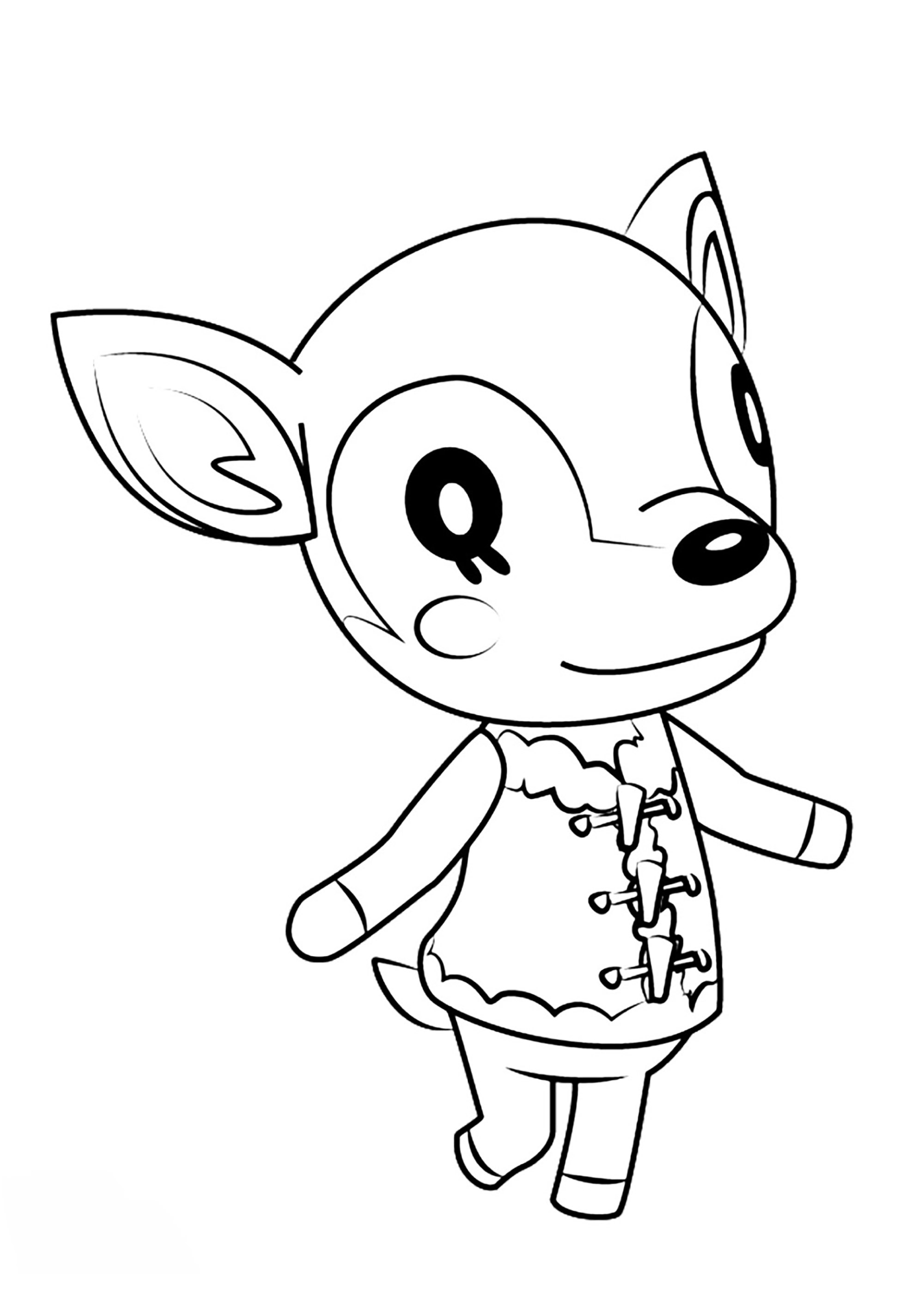 Simple Animal Crossing coloring page to print and color for free