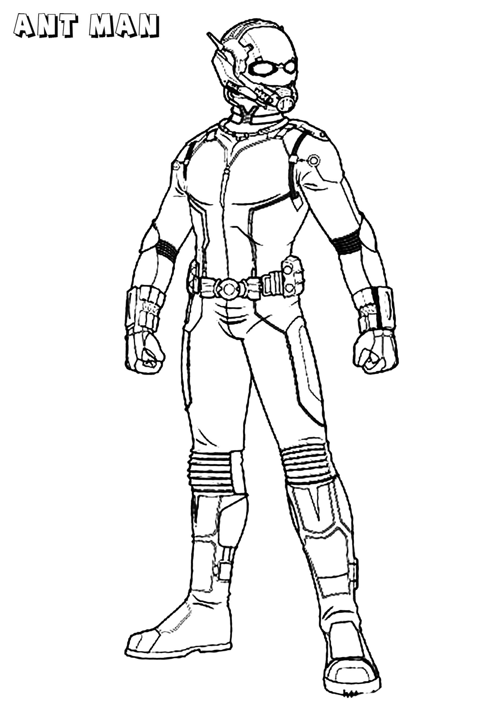 Simple Ant-Man coloring page to print and color for free