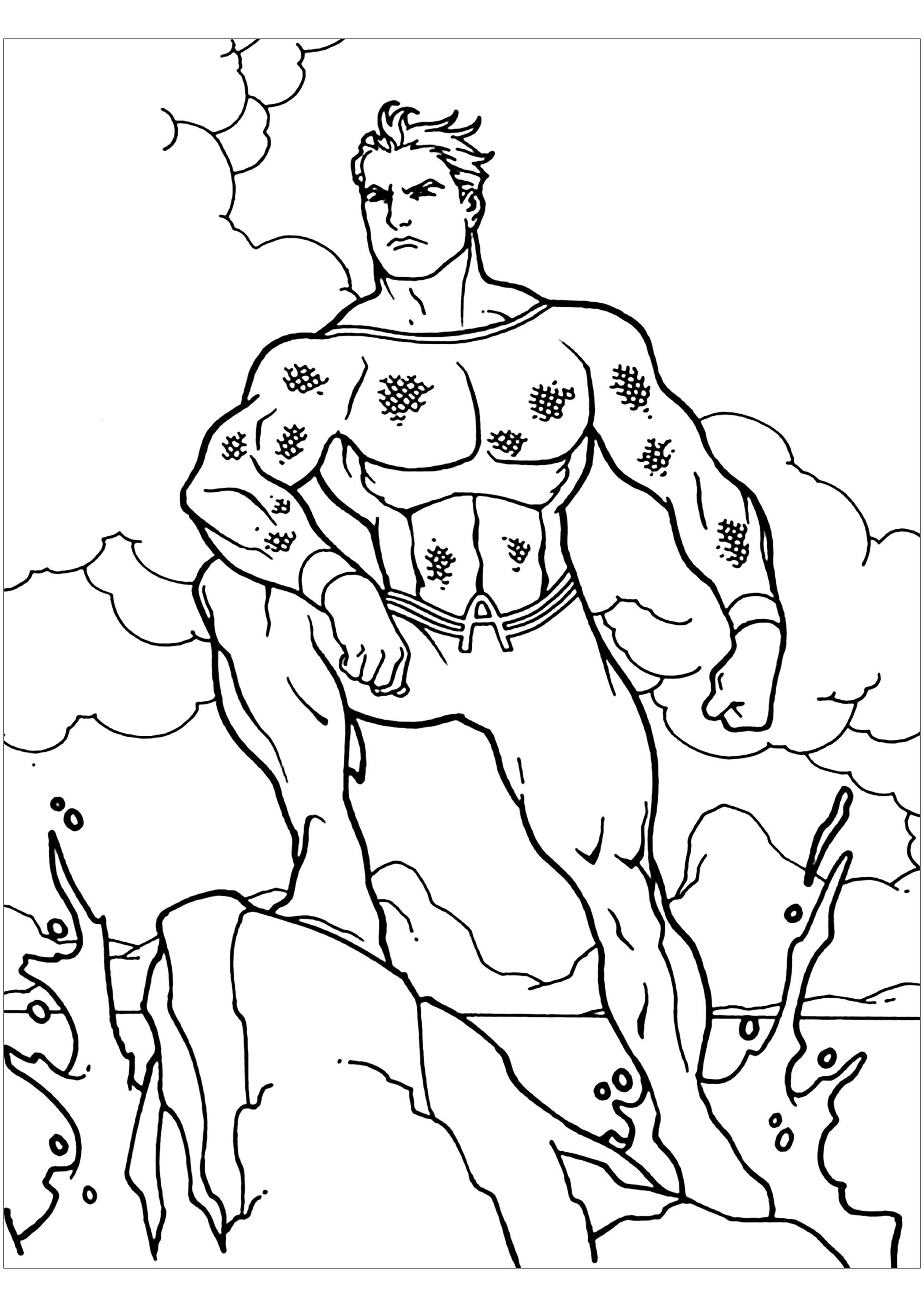 Cute free Aquaman coloring page to download