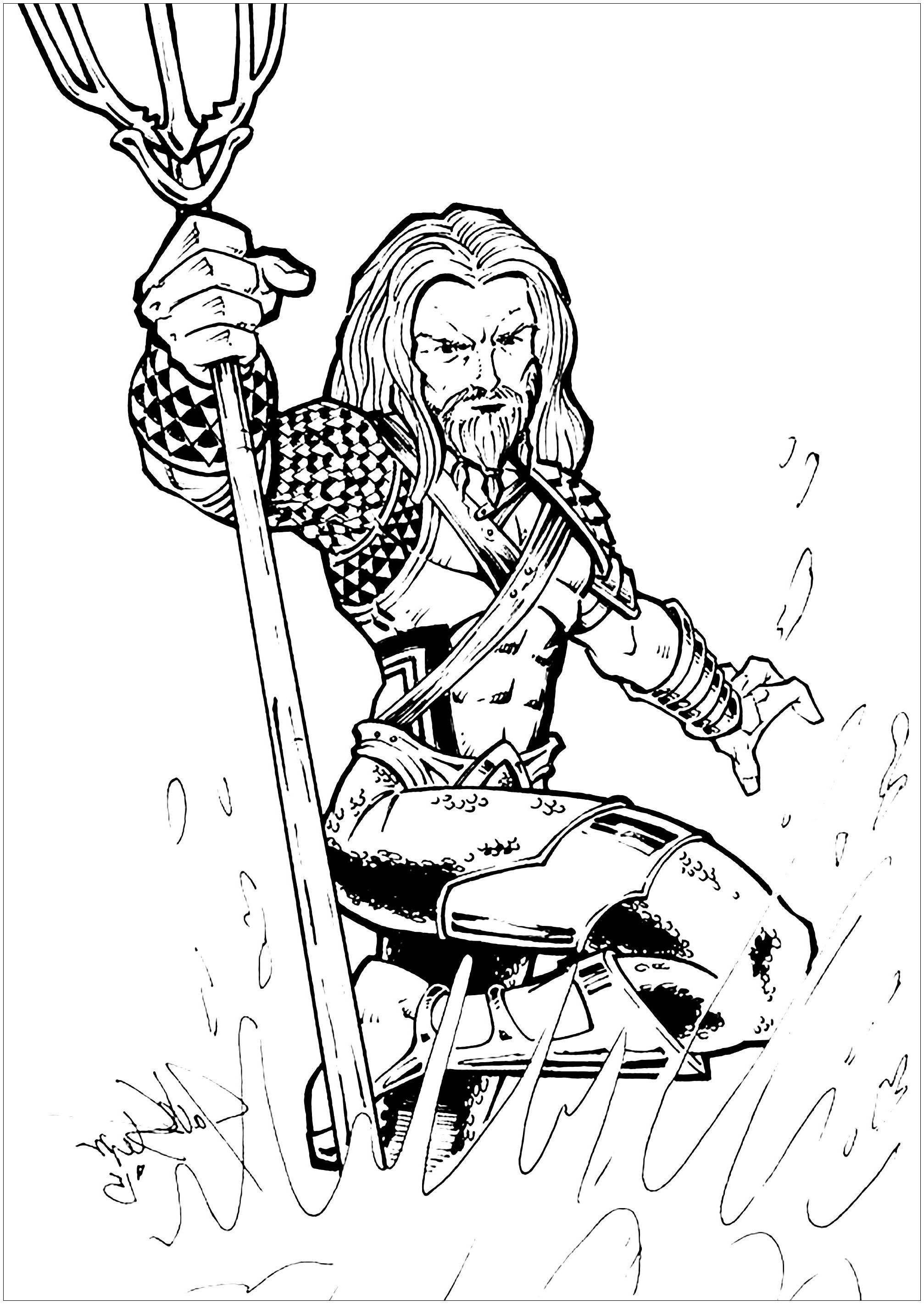 Free Aquaman coloring page to print and color