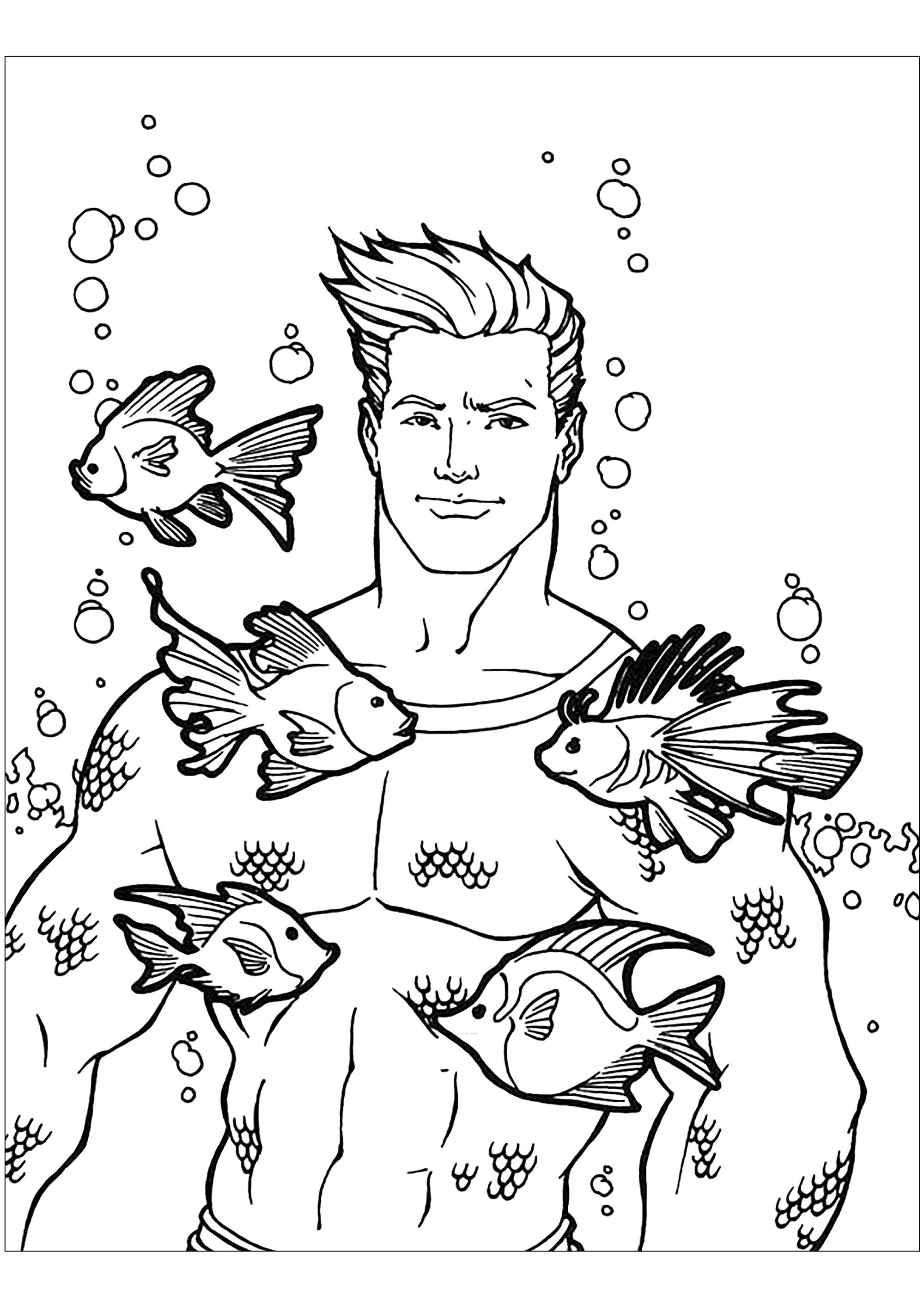 Free Aquaman coloring page to print and color