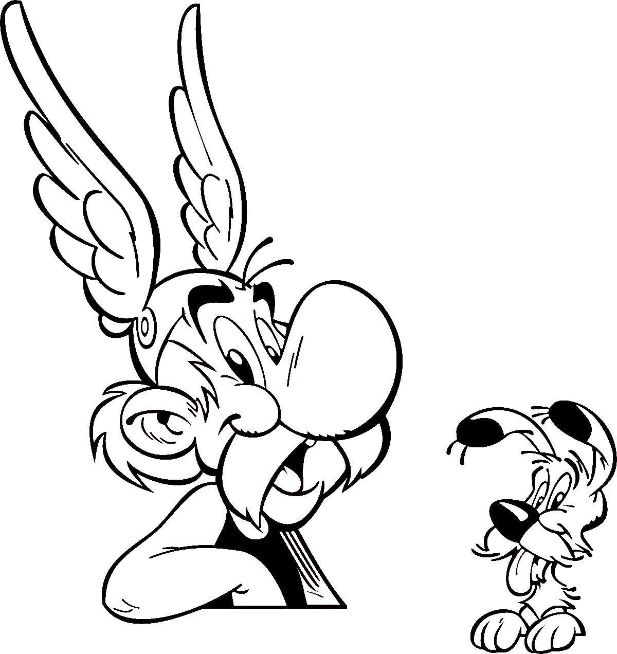 Asterix and Dogmatix picture to print and color