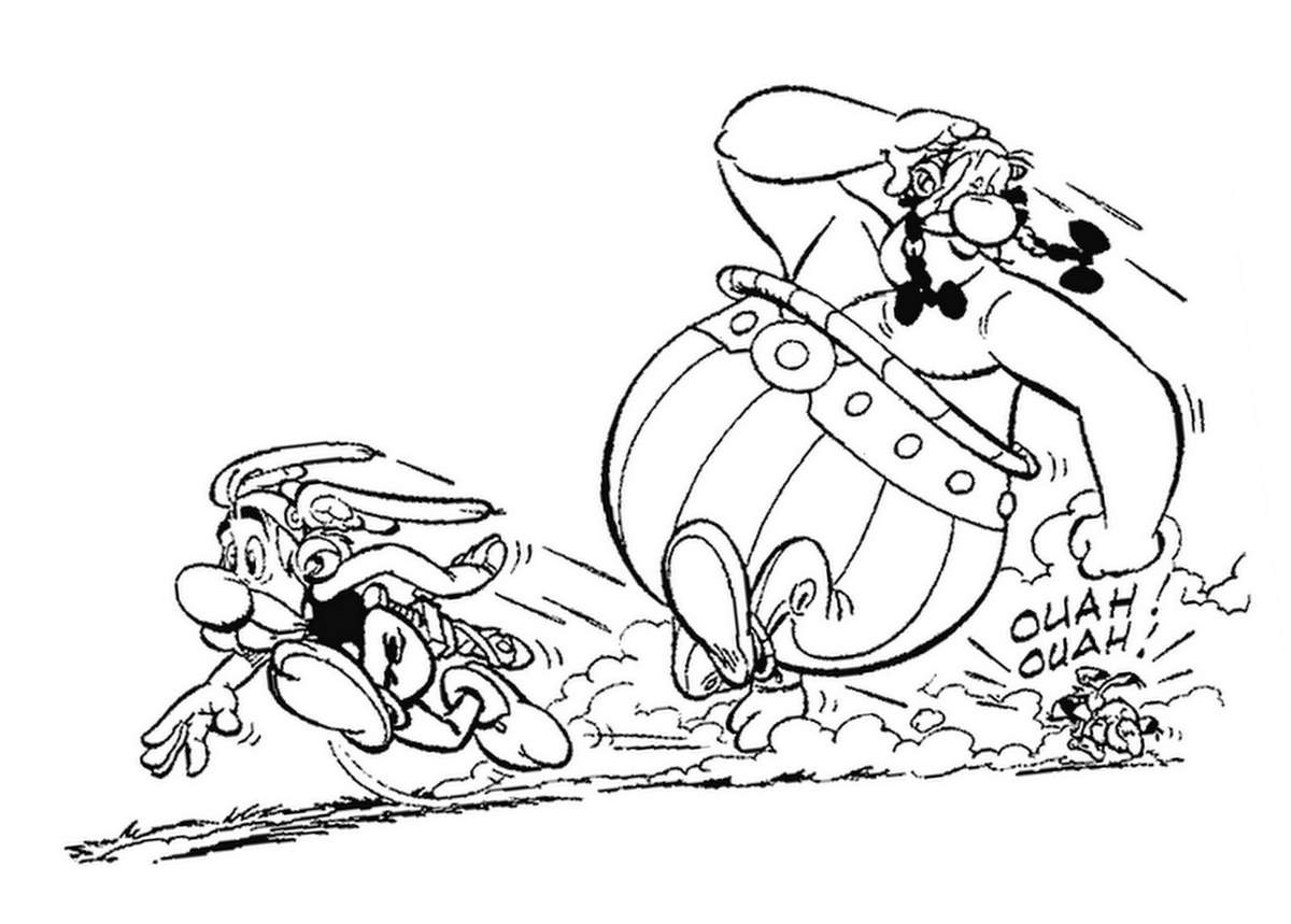 Coloring Asterix and Obelix running