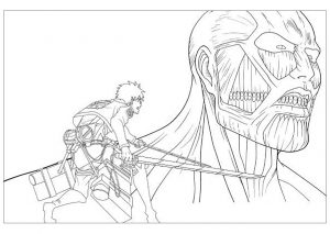 Coloring page attack on titan for children
