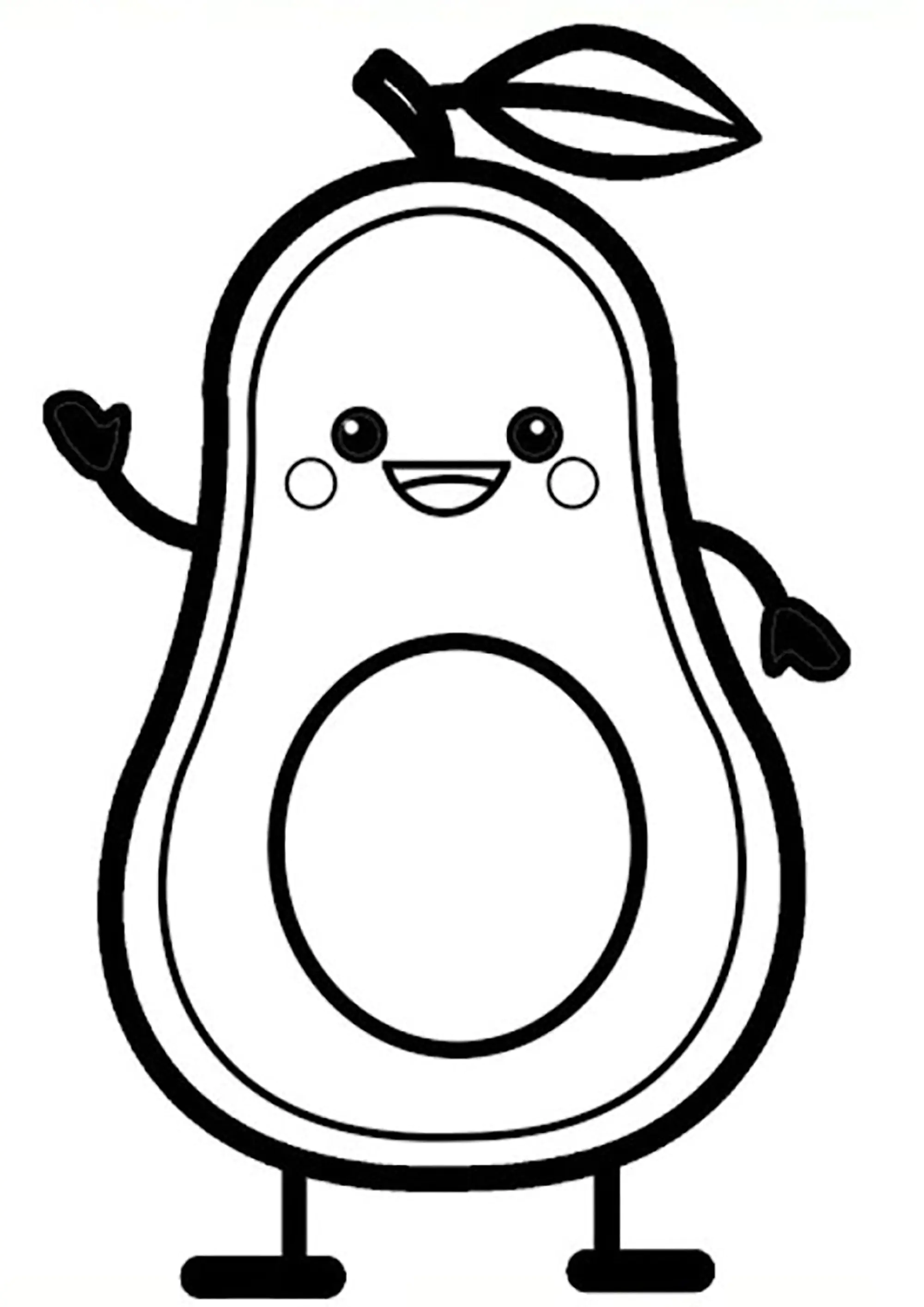 Avocado with thick lines (Printable Coloring Page for Kids)