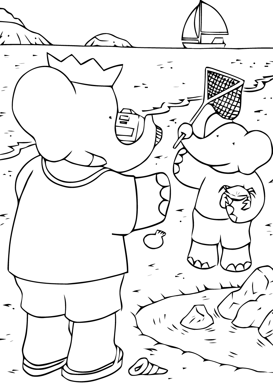 Babar coloring page to print for children