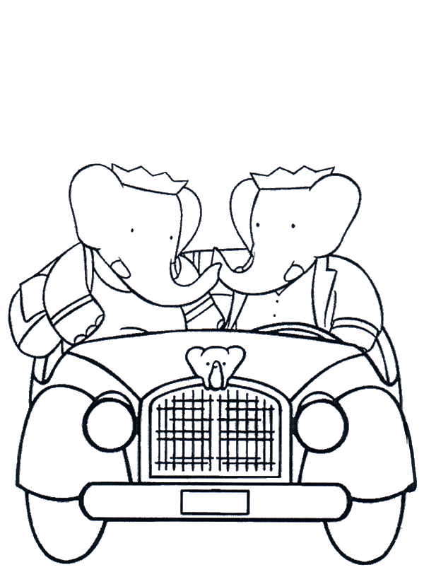 Babar coloring page to print for children