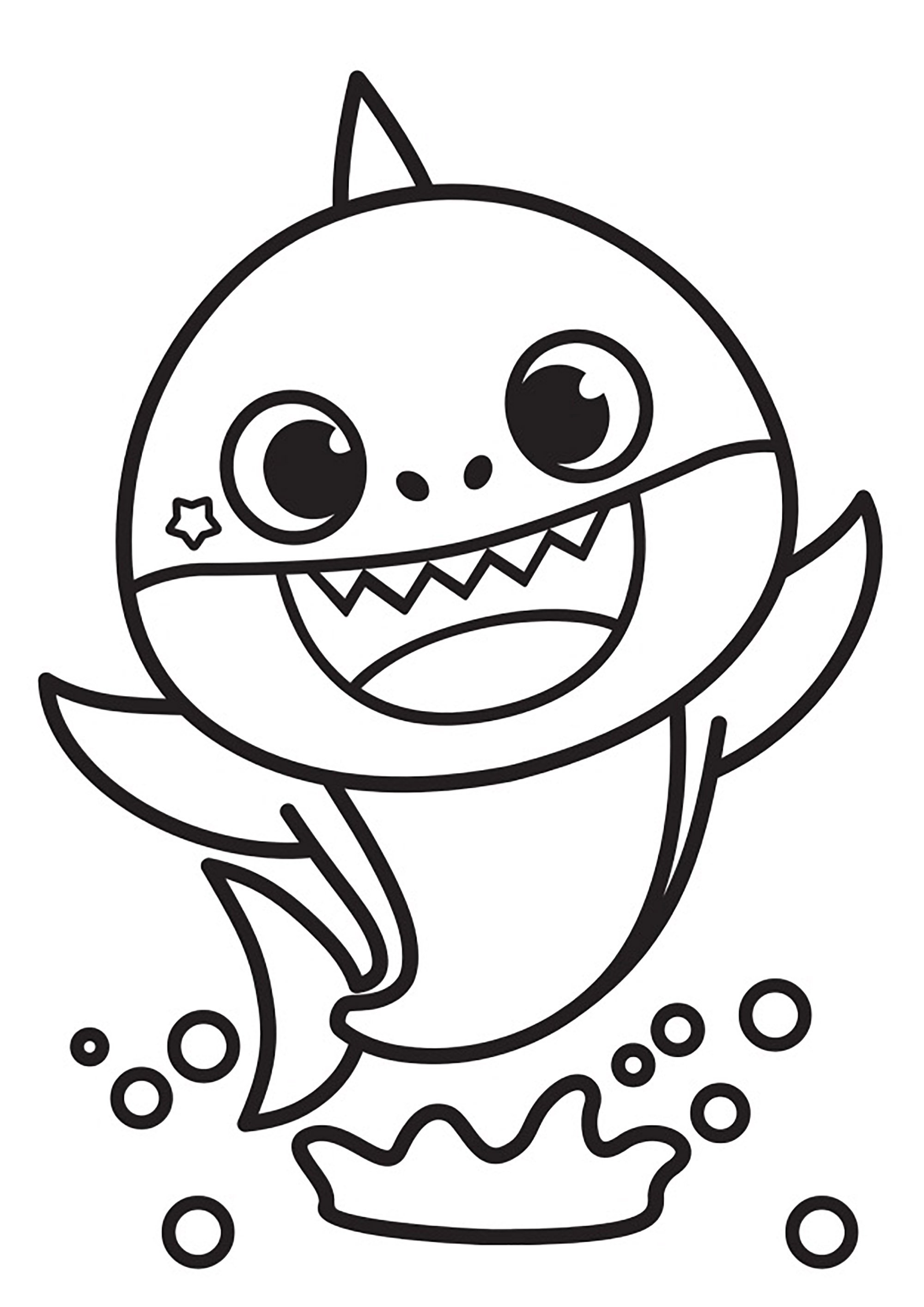 Coloriage simple de Baby Shark