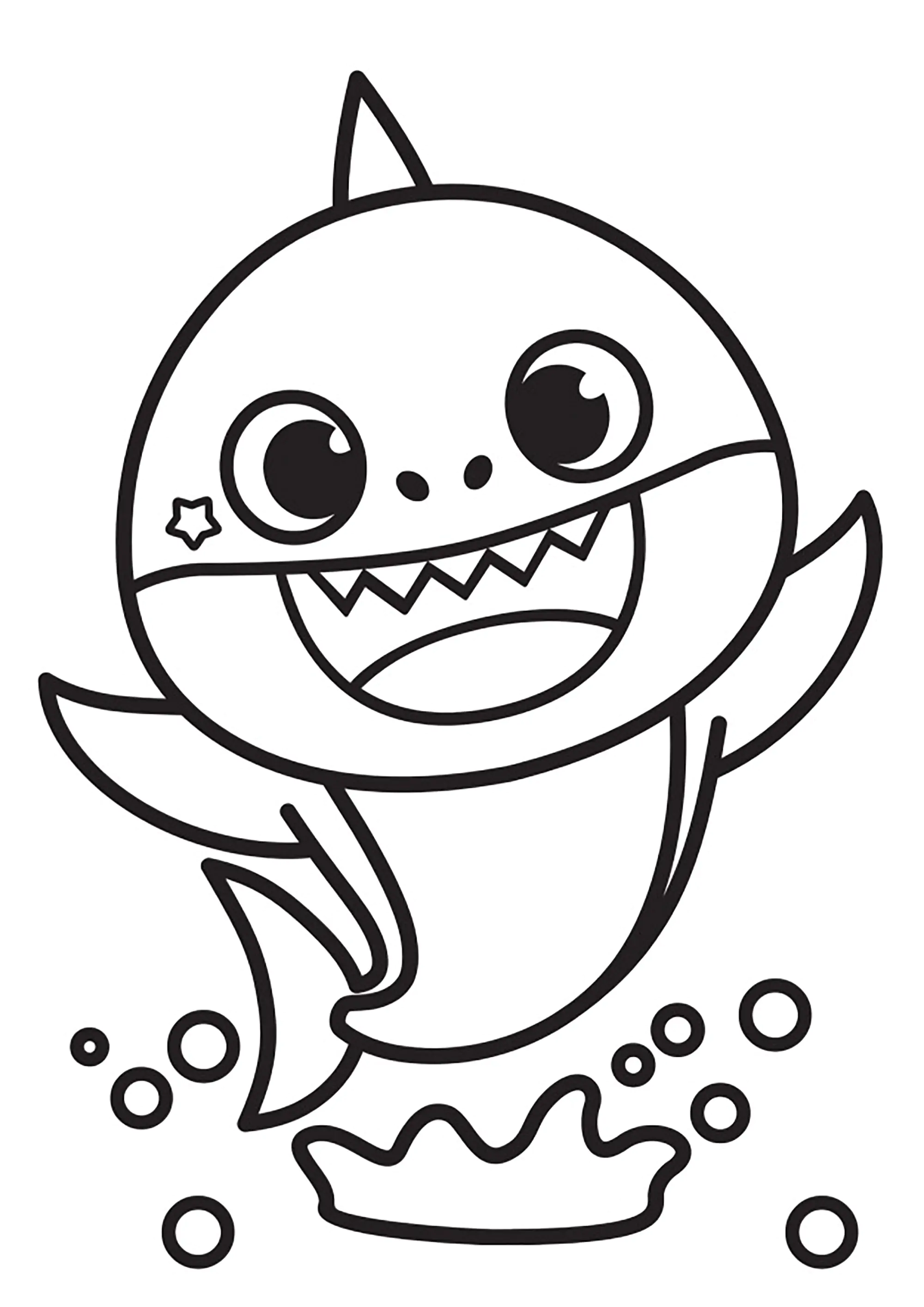 Baby Shark and his sharp teeth (Printable Coloring Page for Kids)