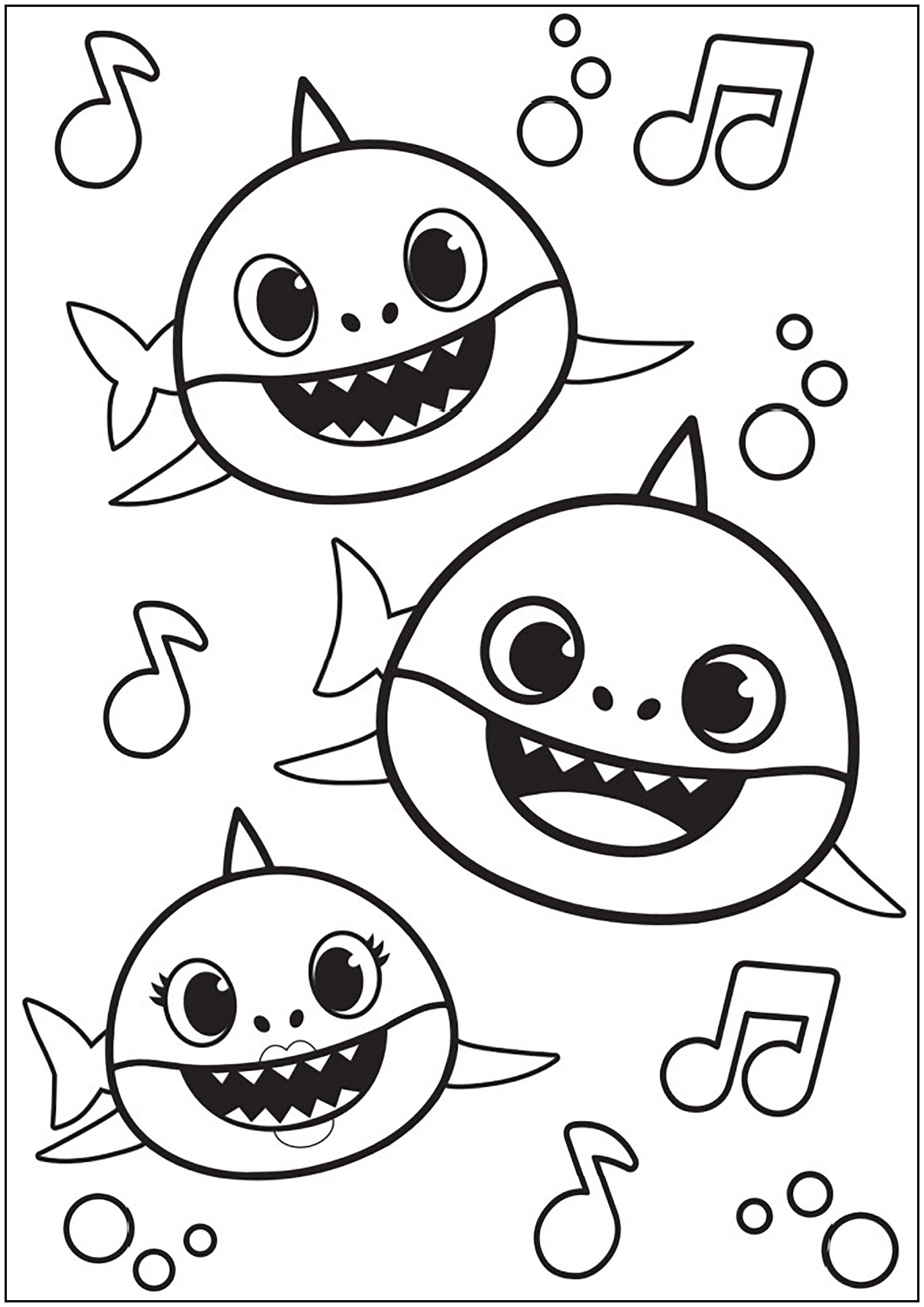 Baby Shark: Three sharks swim to music