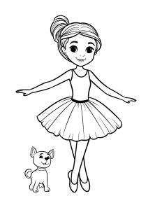 Ballerina dancer and her little dog