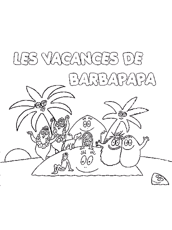 Barbapapas coloring page to print for kids