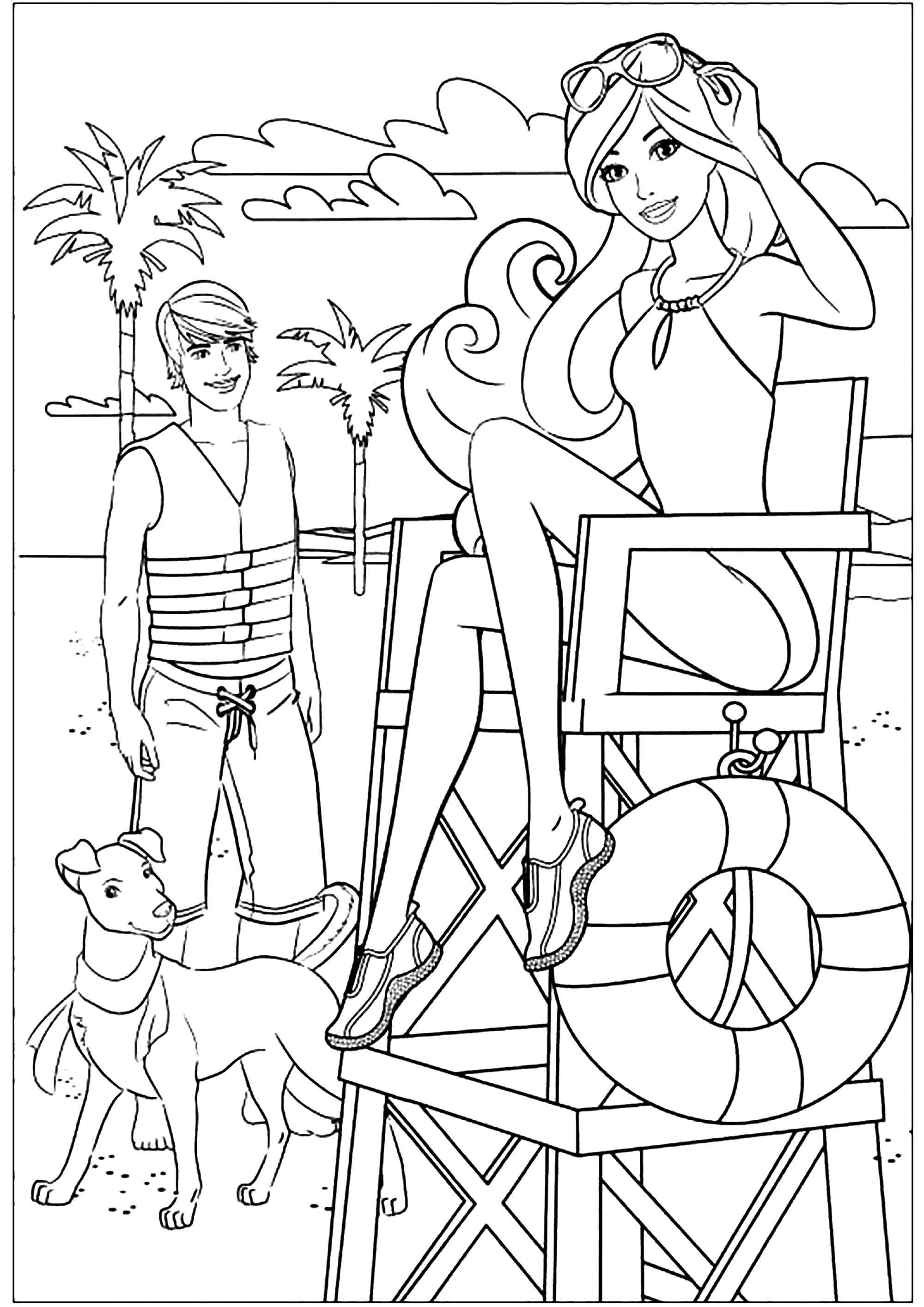 Barbie and Ken at the beach. Barbie makes sure everything goes smoothly at the beach