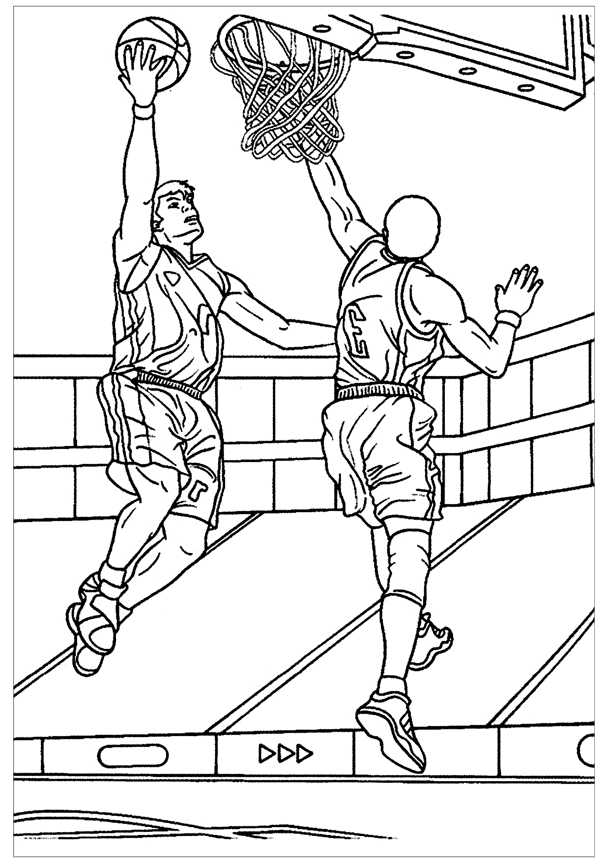 Basketball drawing to color, easy for kids