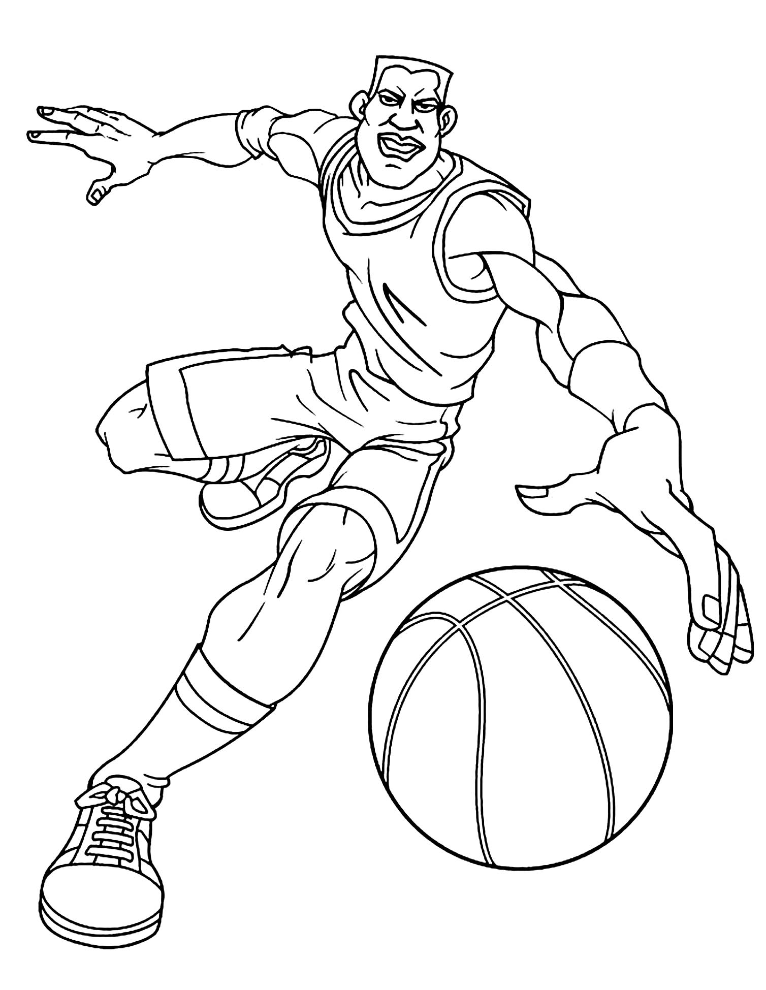 Simple basketball coloring pages for kids