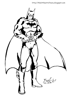 Drawing of stylized batman to color