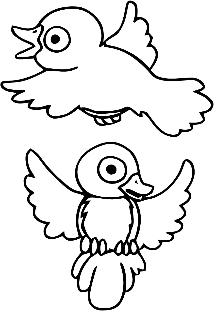 Two pretty birds (Printable Coloring Page for Kids)