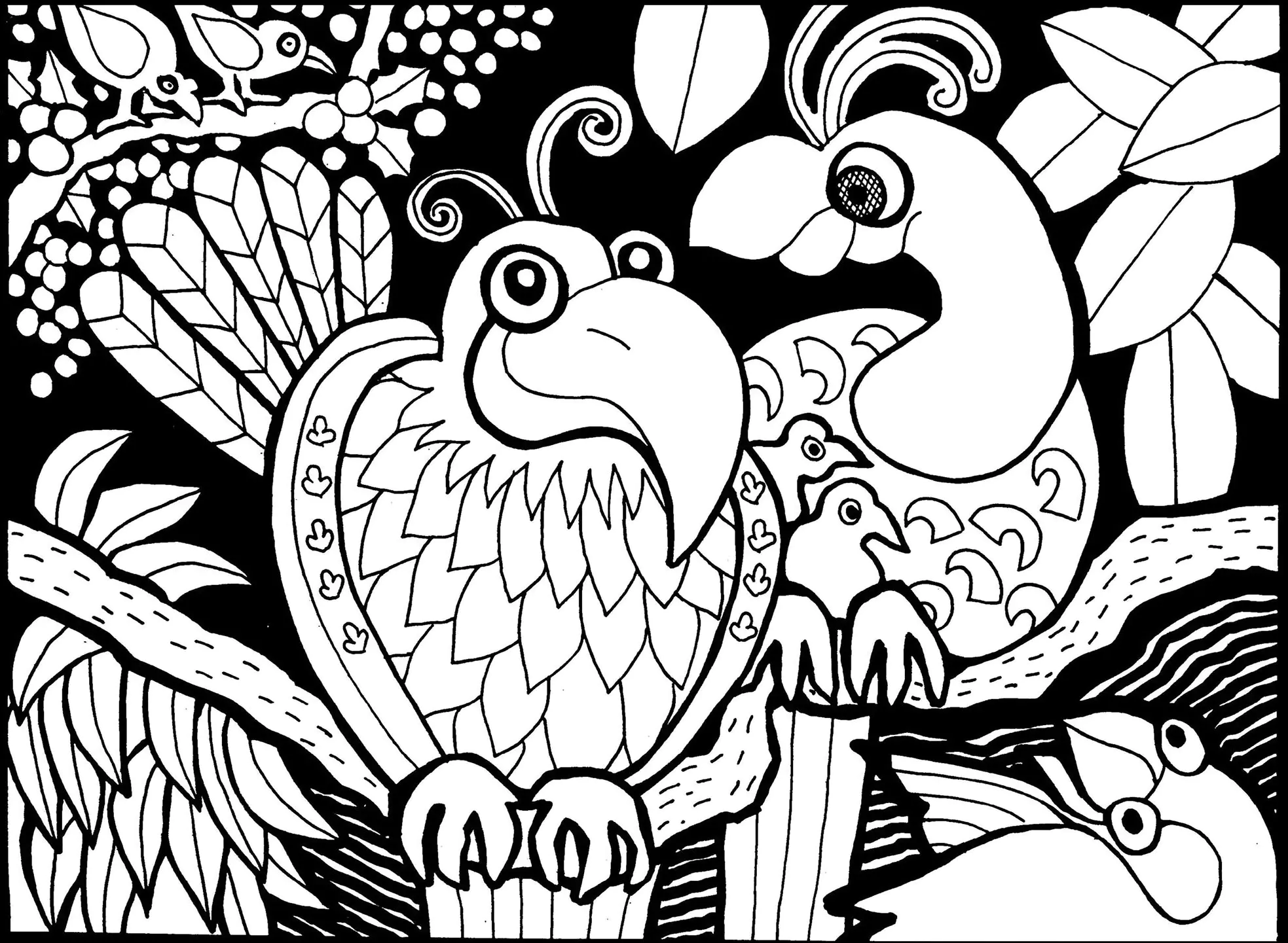 Birds free to color for children