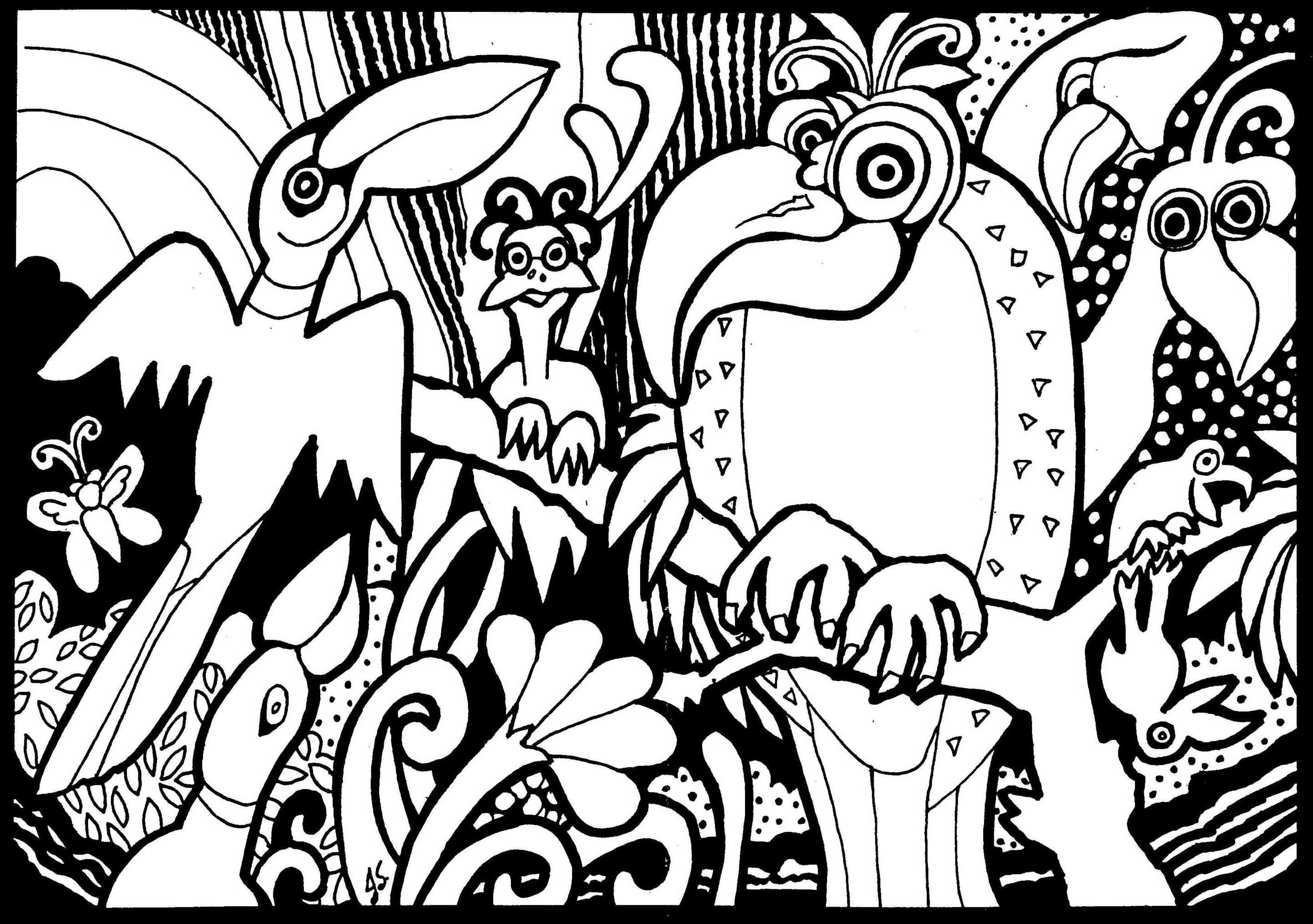 Birds coloring page to print and color