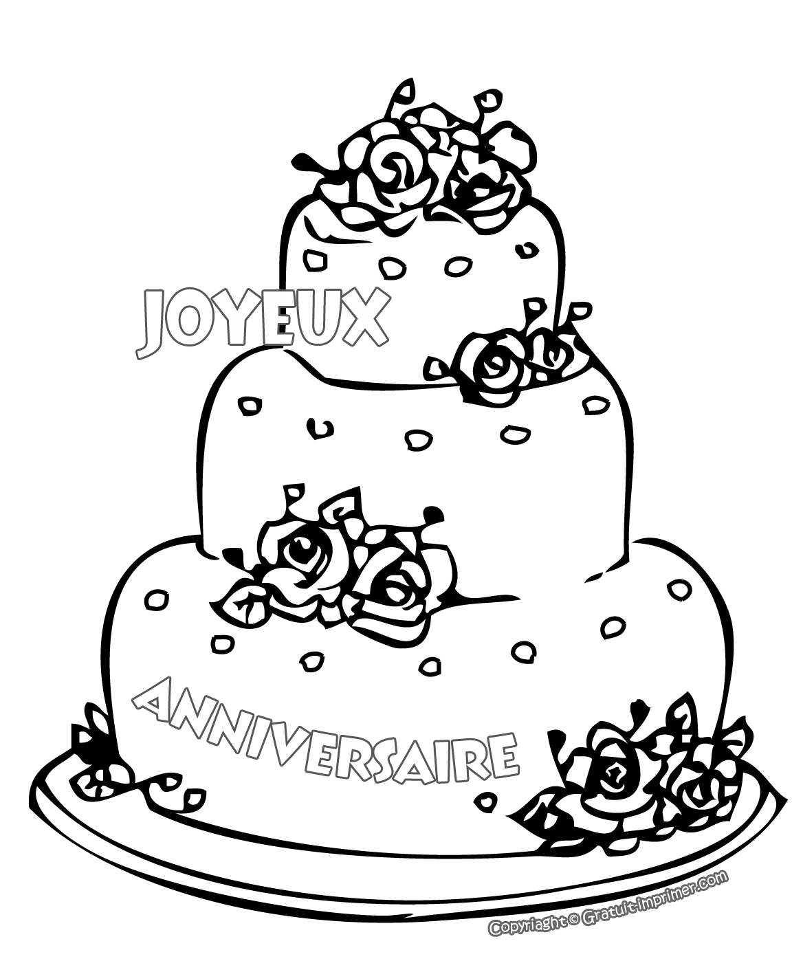 Birthday cake image to print and color