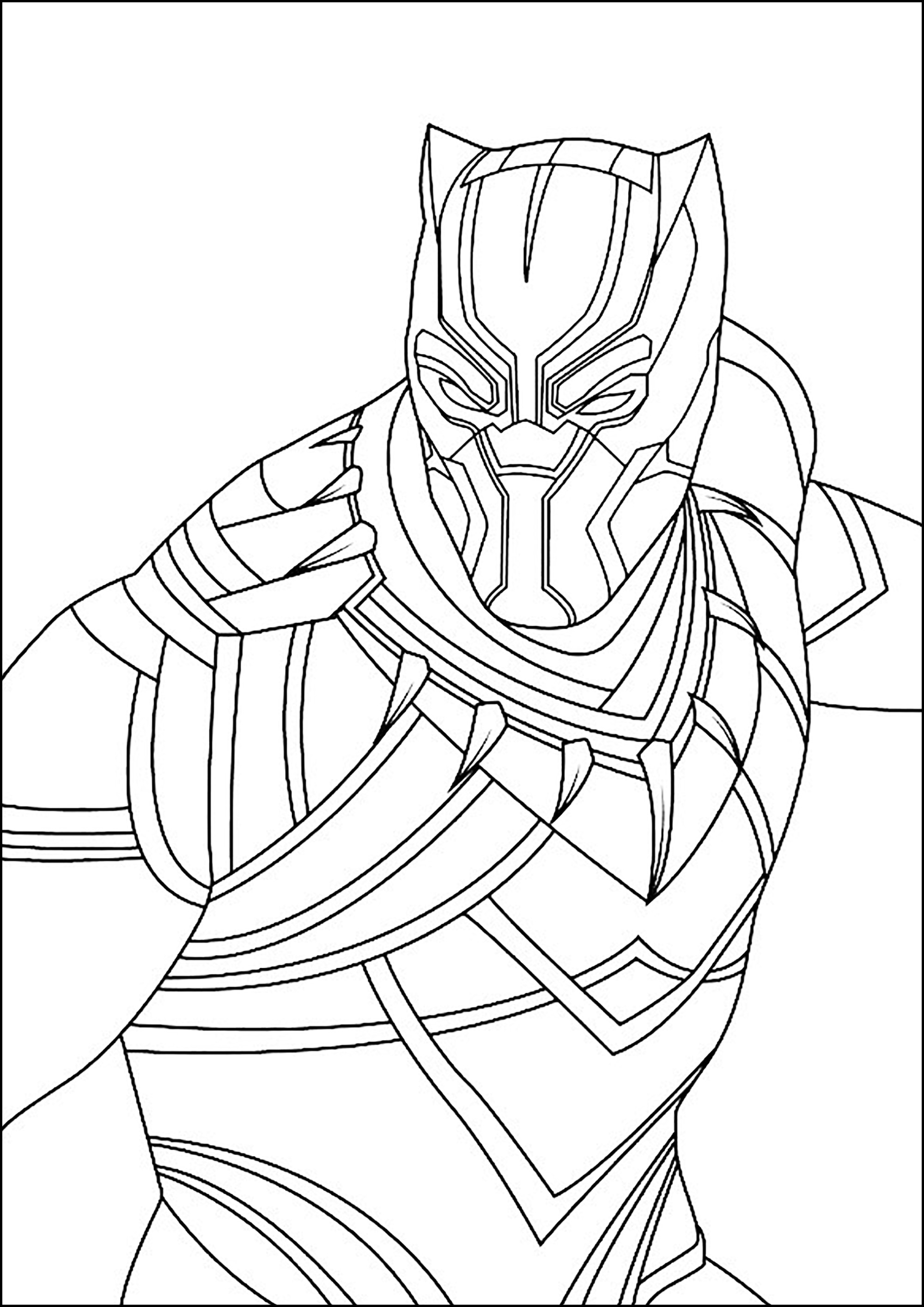 Black Panther to color with fine lines Black Panther Coloring Pages