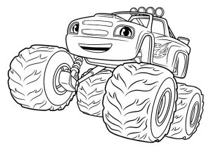 Printable Blaze and the Monster Machines Coloring Page for Kids : Blaze the racing car