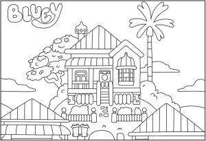 Bluey's house coloring page