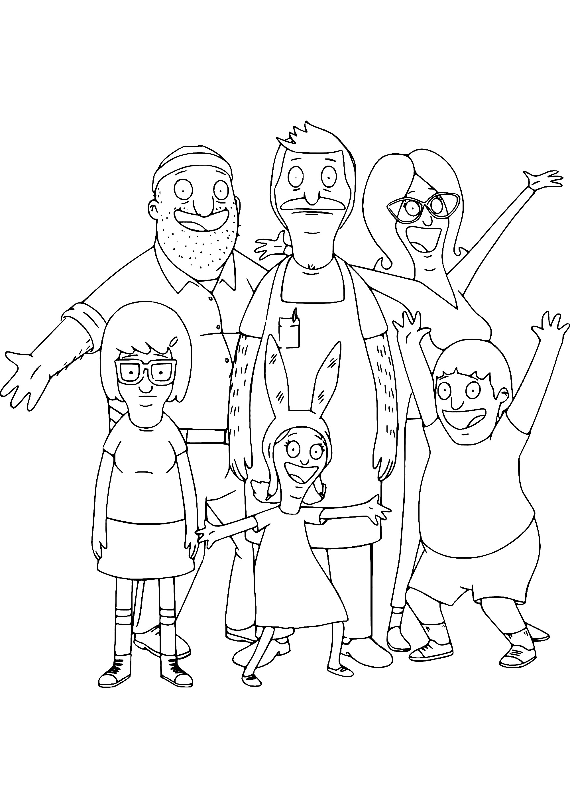 A happy family - Bobs Burgers Coloring Pages