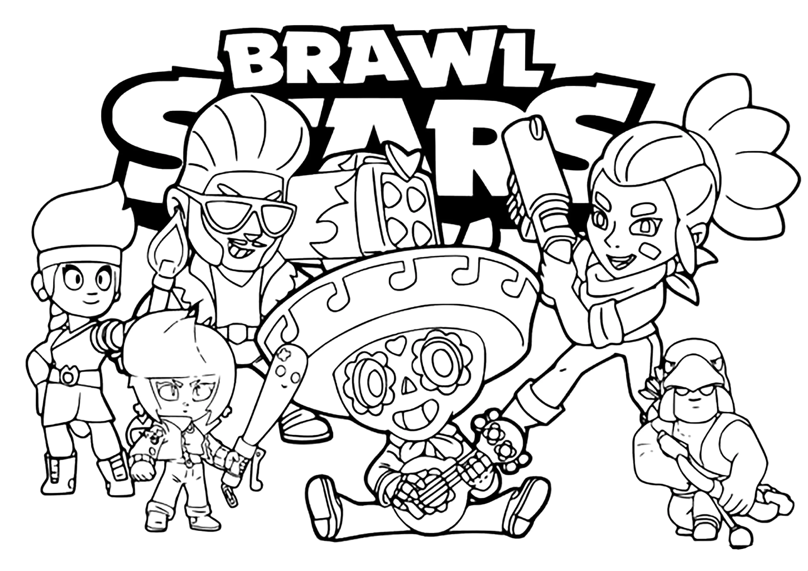 Brawl stars and various acolytes (Printable Coloring Page for Kids)