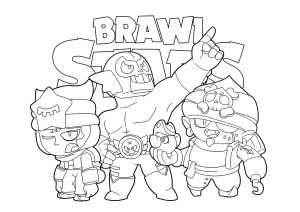 Printable Coloring Page for Kids : Several characters from Brawl Stars