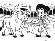 Printable Bull coloring sheets for Kids