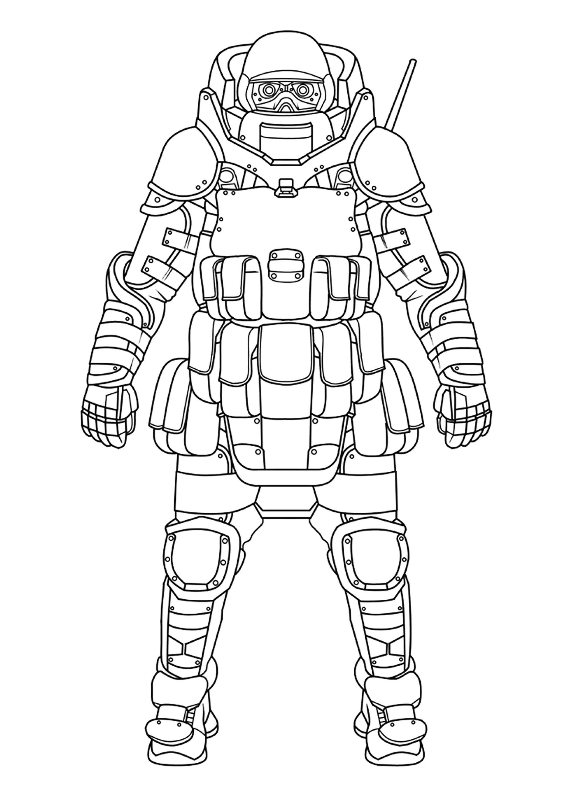 Soldier with exoskeleton (Printable Call of Duty Coloring Page for Kids)