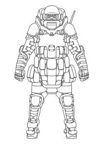 Printable Call of Duty Coloring Page for Kids : Soldier with exoskeleton