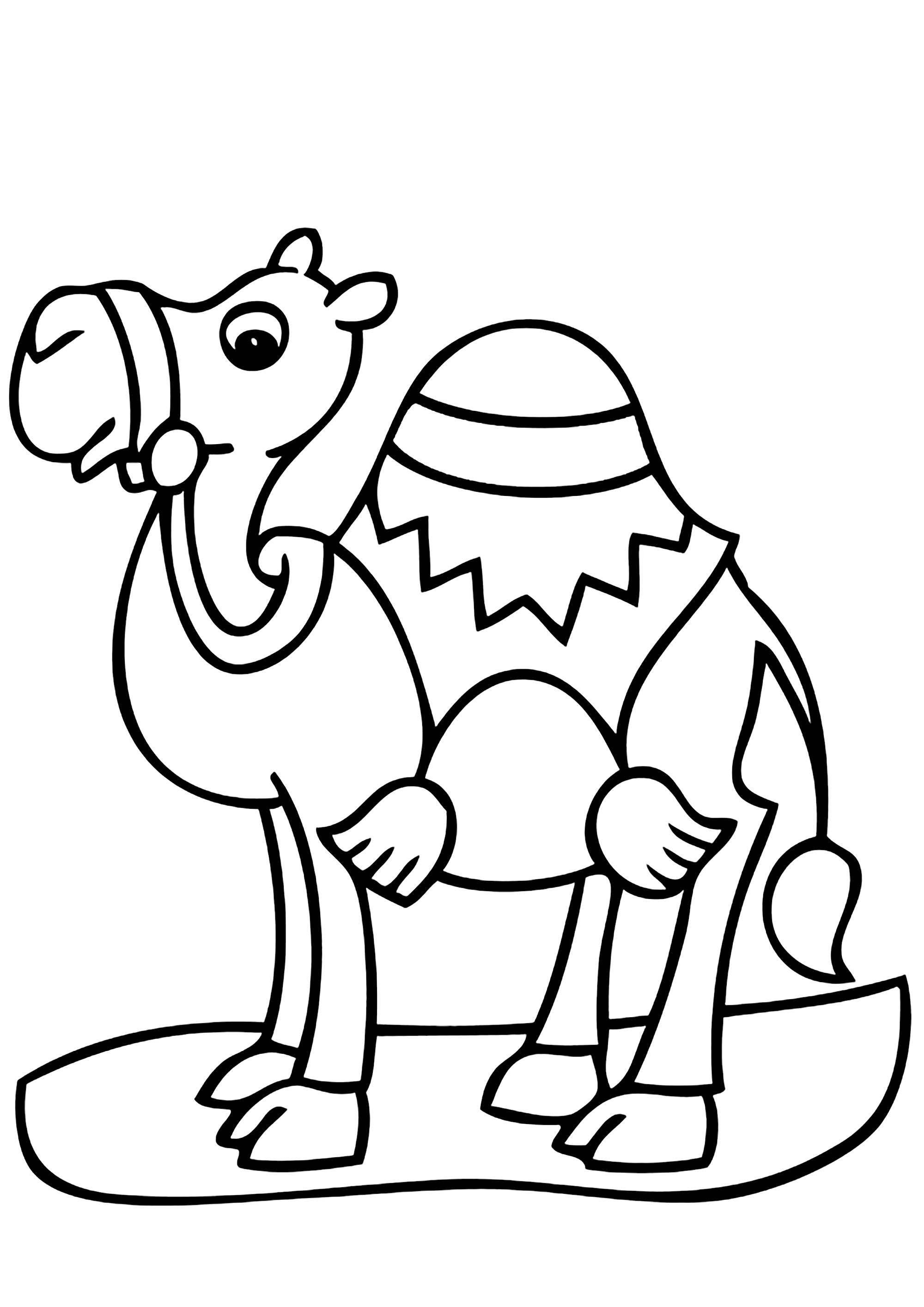 Simple dromedary coloring. Thick lines, easy and pleasant to color