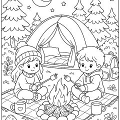 Printable Camping coloring sheets for Kids