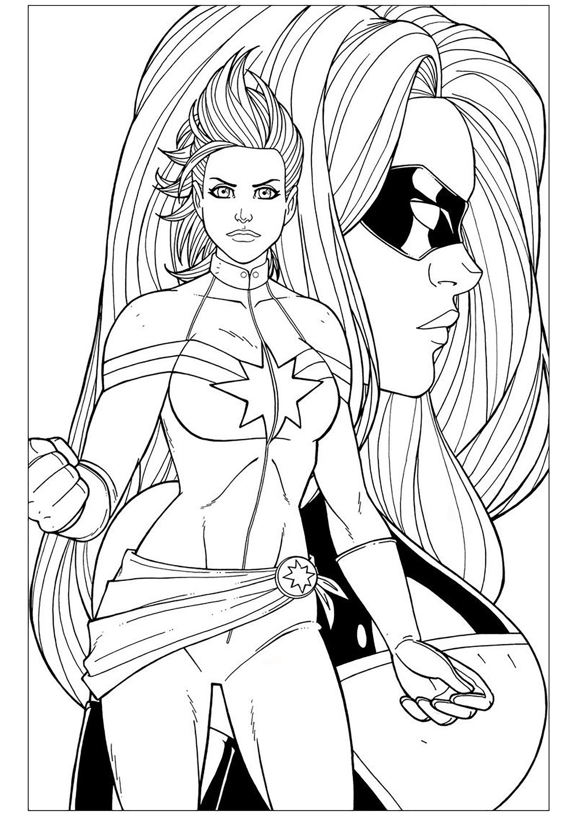 Funny Captain Marvel coloring page for children