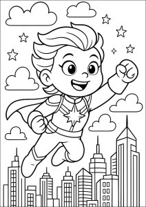 Captain Marvel in cartoon mode (Coloring Page)