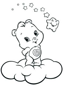 Cute Care Bear on a cloud, with his friend the star