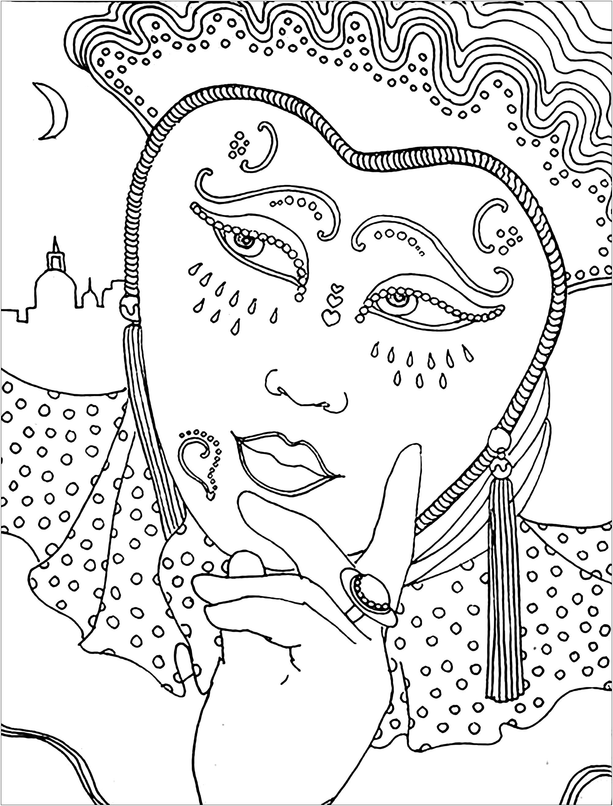 Woman dressed up for carnival - Carnival Kids Coloring Pages