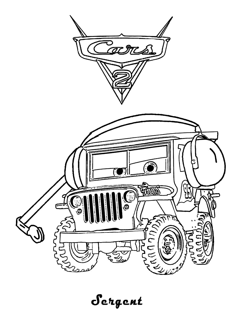 Cars 2 to color for kids - Cars 2 Kids Coloring Pages