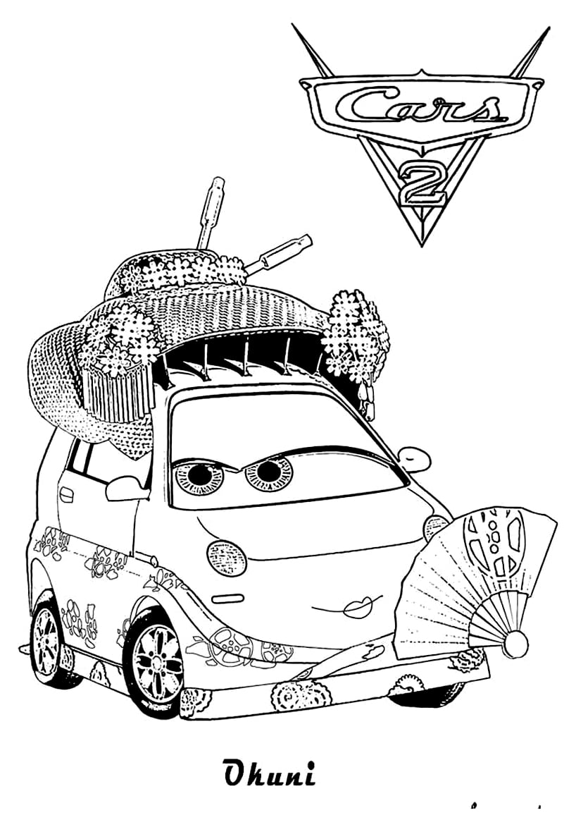 Cars 2 picture to color, easy for kids