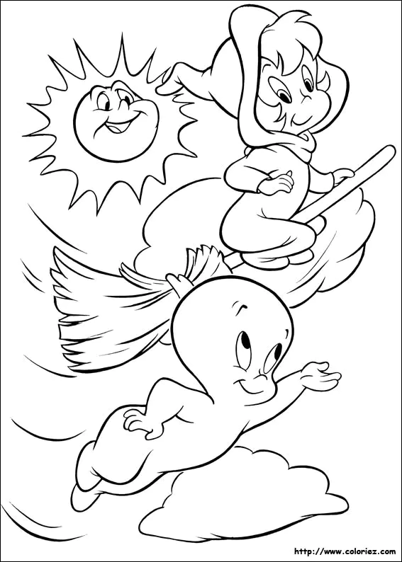 Coloring of Casper with a witch