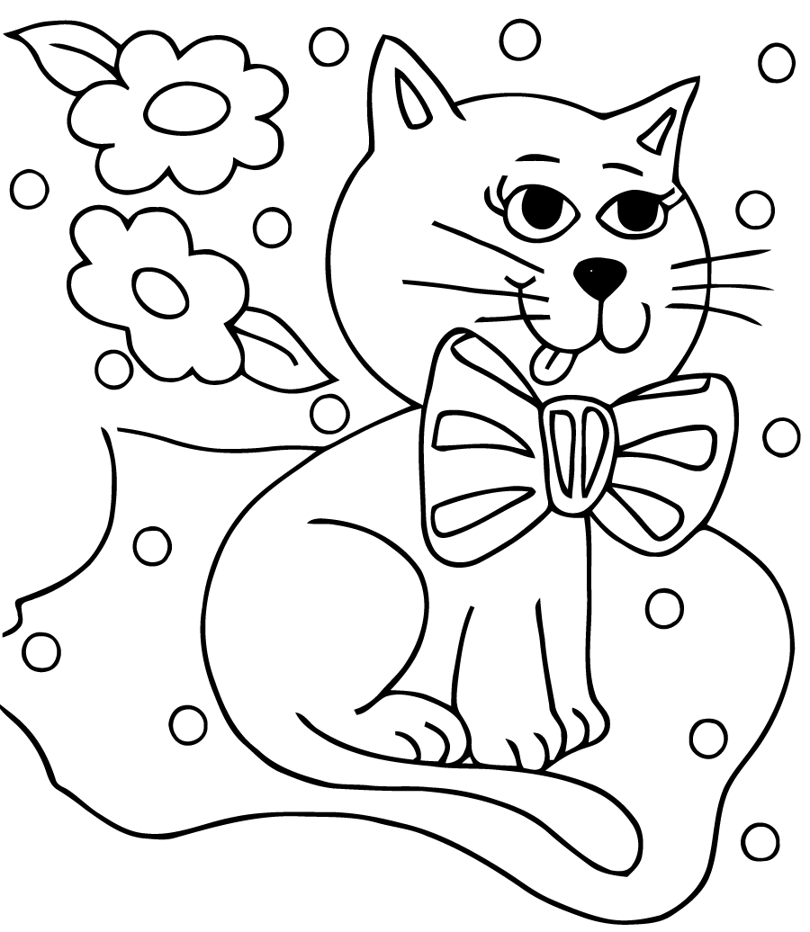 Cat with bow tie to color