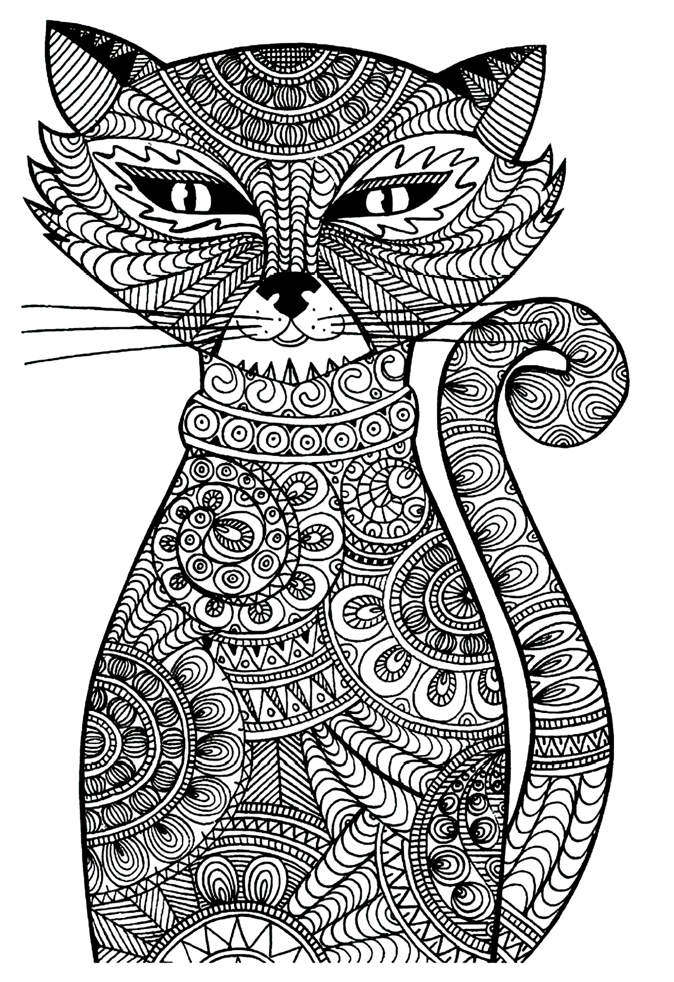 Cat to color for children  Magnificent cat   Cats Kids Coloring Pages