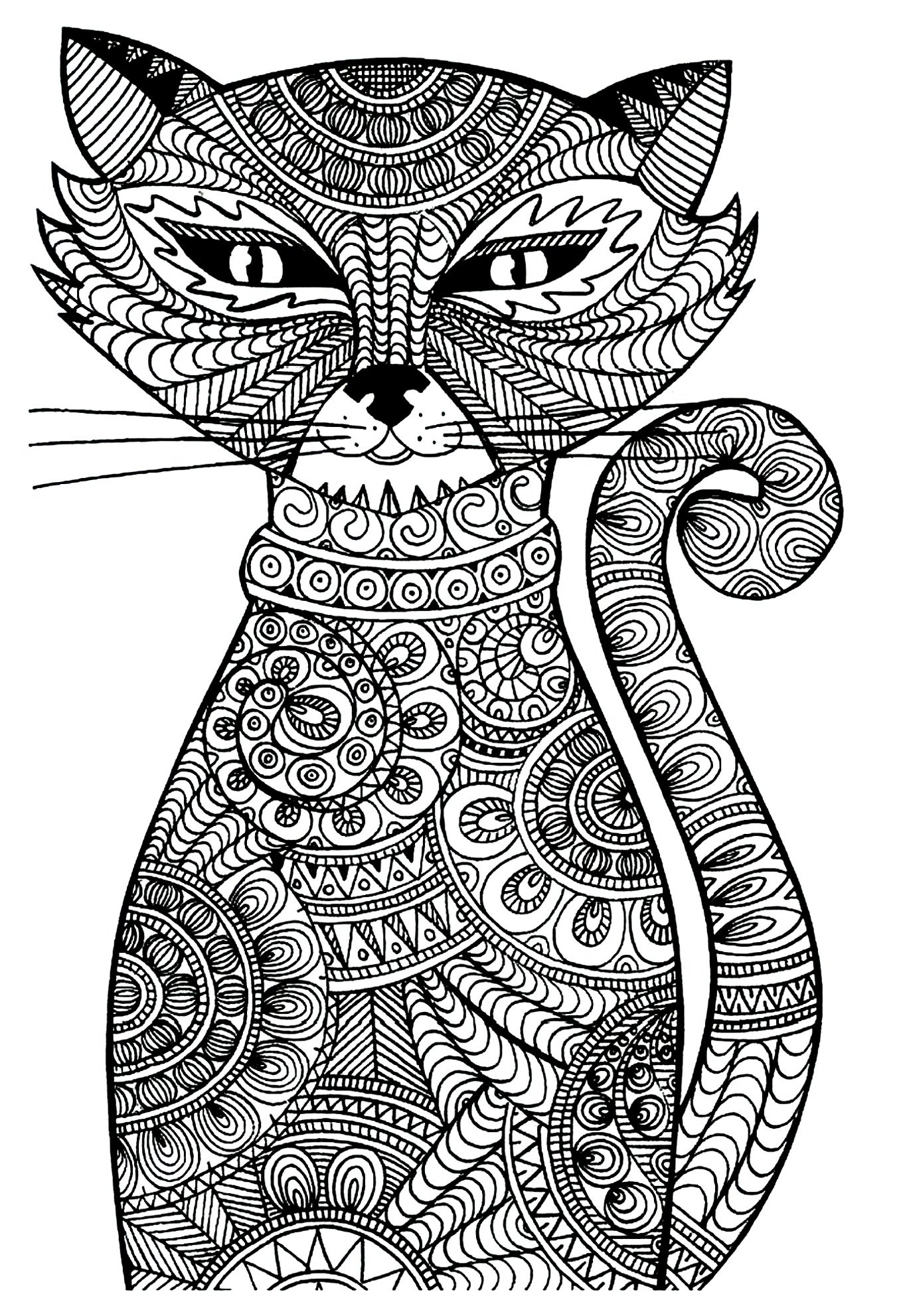 Cat to color for children : Magnificent cat - Cats Kids Coloring Pages